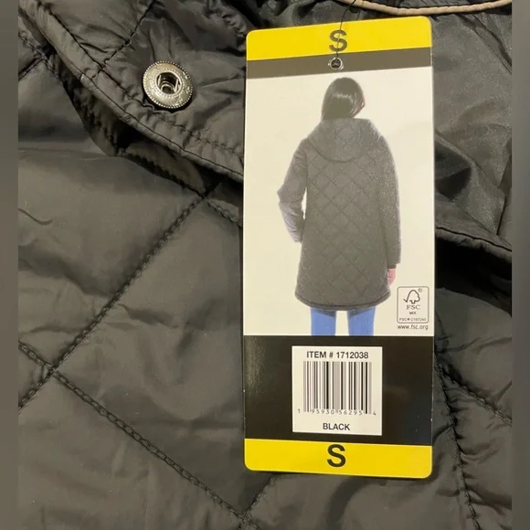 Weatherproof Hooded Diamond Quilted Black Coat XL - Picture 7 of 7